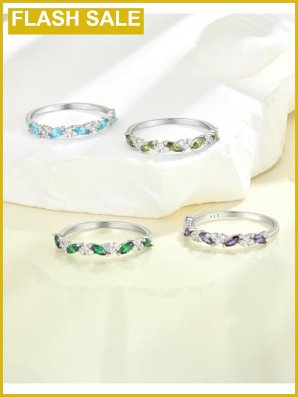 Sterling Silver 18K White Gold Plated Eternity Stackable Ring - Picture 3 of 6